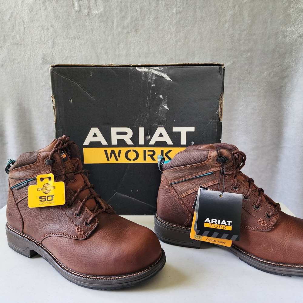 Ariat Work Boots Womens Size 10.5  Composition Toe Brown Leather Casual SD